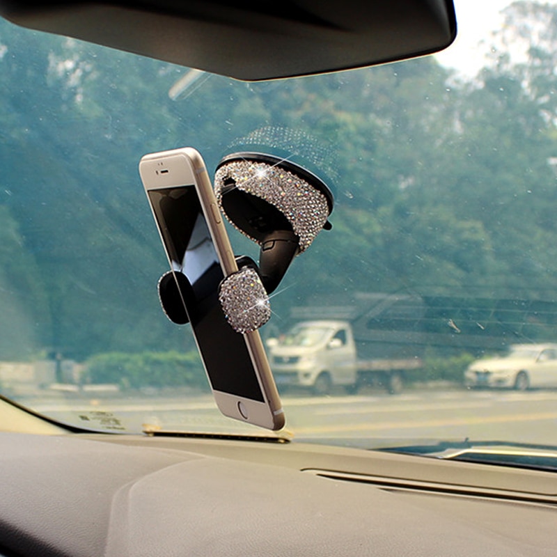 Crystal Rhinestones 360 Degree Car Phone Holder for Car Dashboard Auto Windows and Air Vent Universal Car Mobile Phone Holder