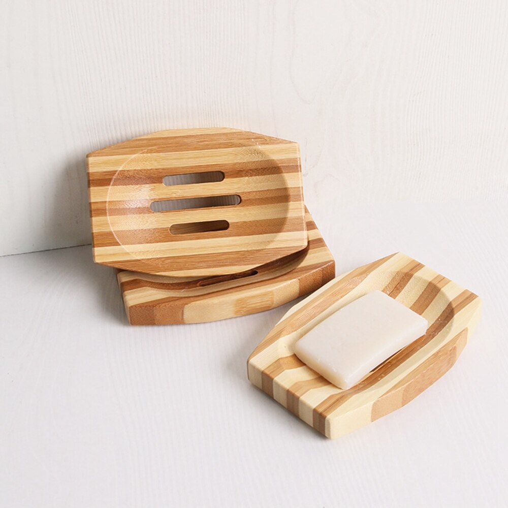 Portable Bamboo Soap Dish Bamboo Bathroom Shower Manual Drain Soap Tray Wooden Soap Tray Holder Plate jabonera ducha