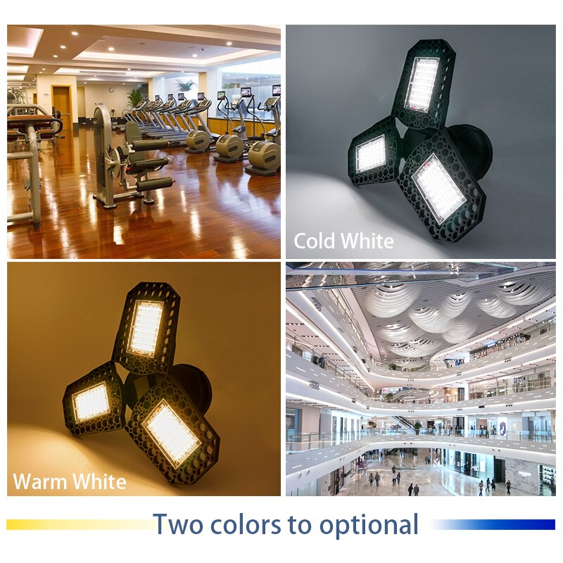 2pcs/lot LED Garage Light 40W 60W 80W Industrial Lamp E27 85V-265V Brightness Deformable LED High Bay Workshop Warehouse Lights