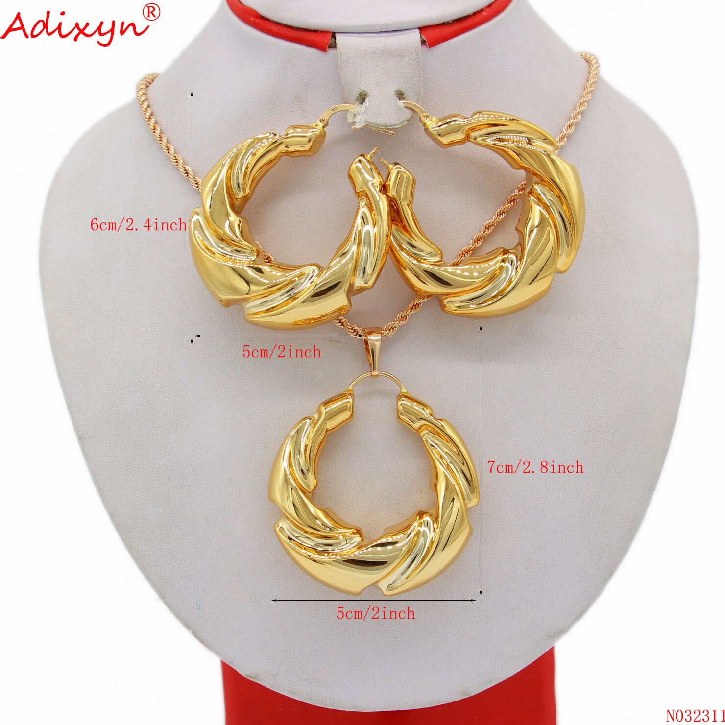 Adixyn modisch Großen Kreis Rose Gold Farbe Ohrringe/Anhänger/Halskette Romantische Schmuck einstellen murmeln der N032311