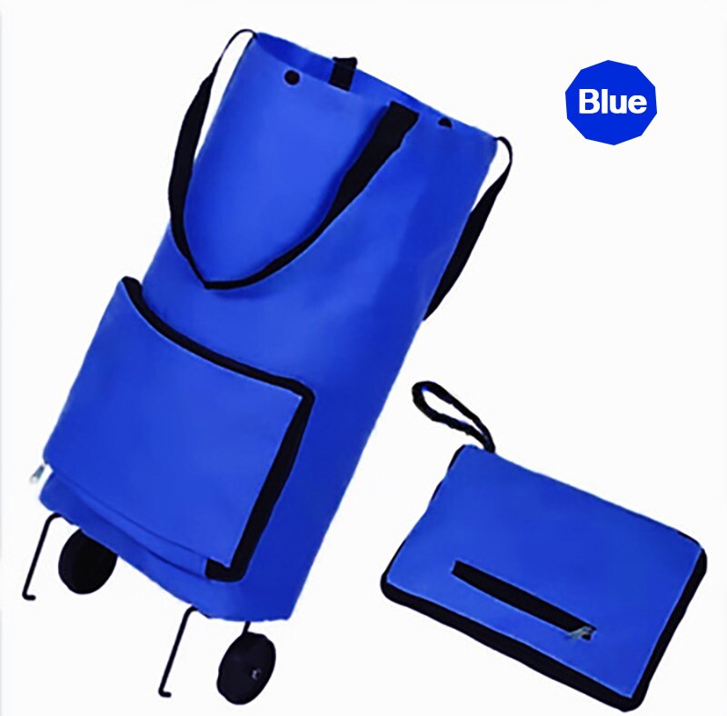 LEDFRE winkelwagen boodschappen trolley met wieltjes Sleepboot Bag Folding Supermarkt Boodschappen Winkelwagen Huishoudelijke Draagbare Boodschappentas LF71041: Blue