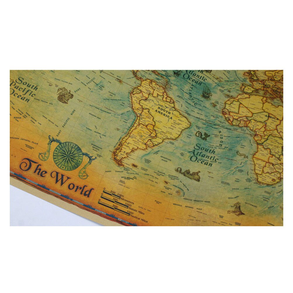 Nautical Ocean Sea World Map Retro Art Paper Painting Home Decor Poster Sticker Paintings Wall Sticker Home Living Room Decor