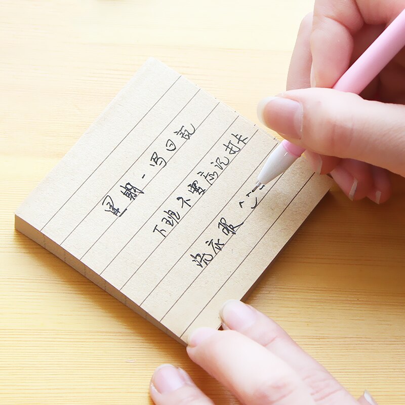 1pc Vintage Stickers Kraft Note Pad Message Notes Sticky Notes Memo Paper