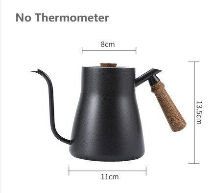 Stainless Steel Hand Drip Coffee Kettle Pots with Thermometer Wood Handle Gooseneck Pour-Over Kettles Drip Coffee Pot 850/600ML: no Thermometer 850ml
