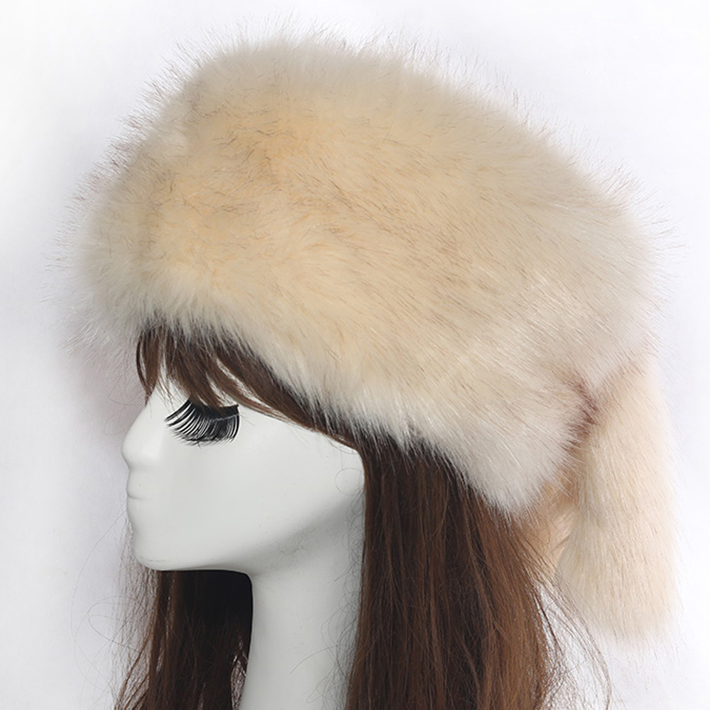 Vrouwen Hoeden In Winter Thicken Warm Faux Vos Bontmuts Russische Outdoor Ski Cap Mode Zachte Comfortabele Casual Herfst Winter hoed: Beige Coffee Tip Fox