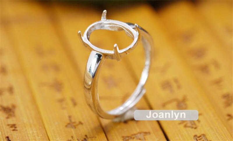 Joanlyn Ring Blank for 6x7mm/7x9mm/9x11mm/10x12mm/12x16mm/13x18mm Oval Cabochons 925 Silver Adjustable Band Ring Base JZ006