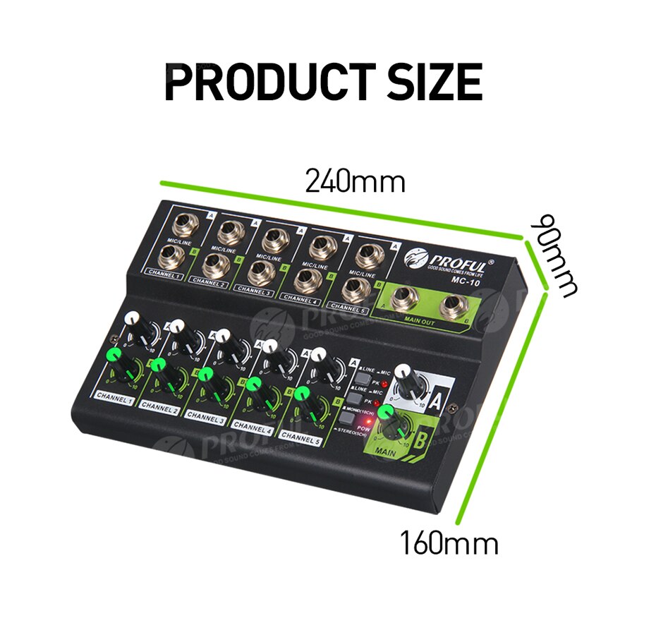 MC-10 8-channel Portable Mini DJ Controller, Can Switch Between Stereo And Mono Audio Expander, Suitable For Multi-Device Stage