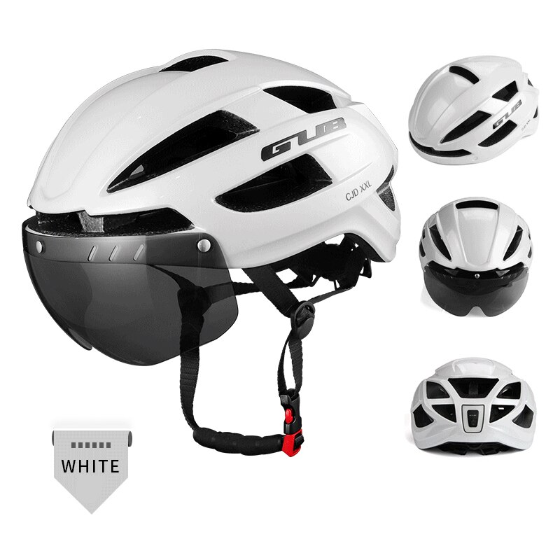 Gub aero cykelhjelm xxl (61-65)  med genopladelig baglygte åndbar thicken eps sports safe hjelm cykeludstyr til mænd: Hvid