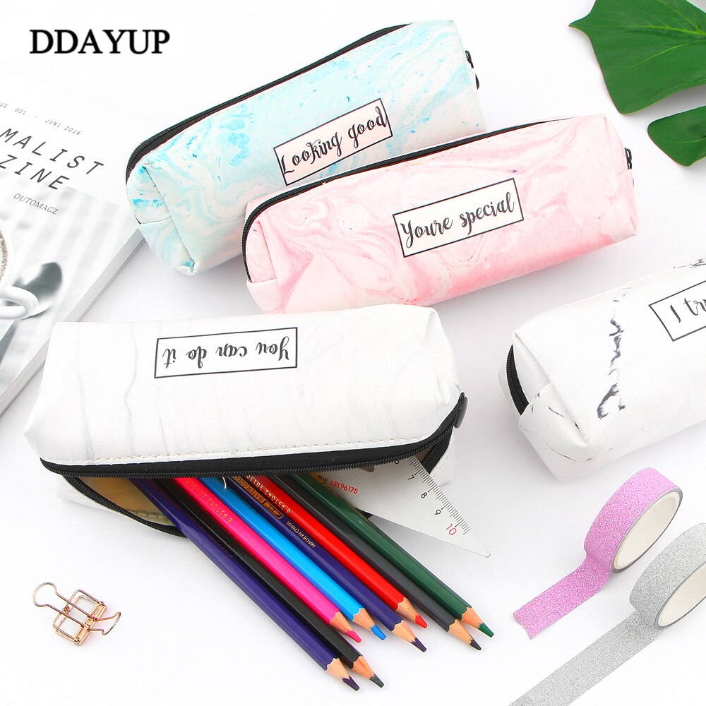 Marmurowy piórnik wzór skórzany pokrowiec na długopis piórnik piórnik robić artykułów piśmienniczych etui biurowe zaopatrzenie szkolne