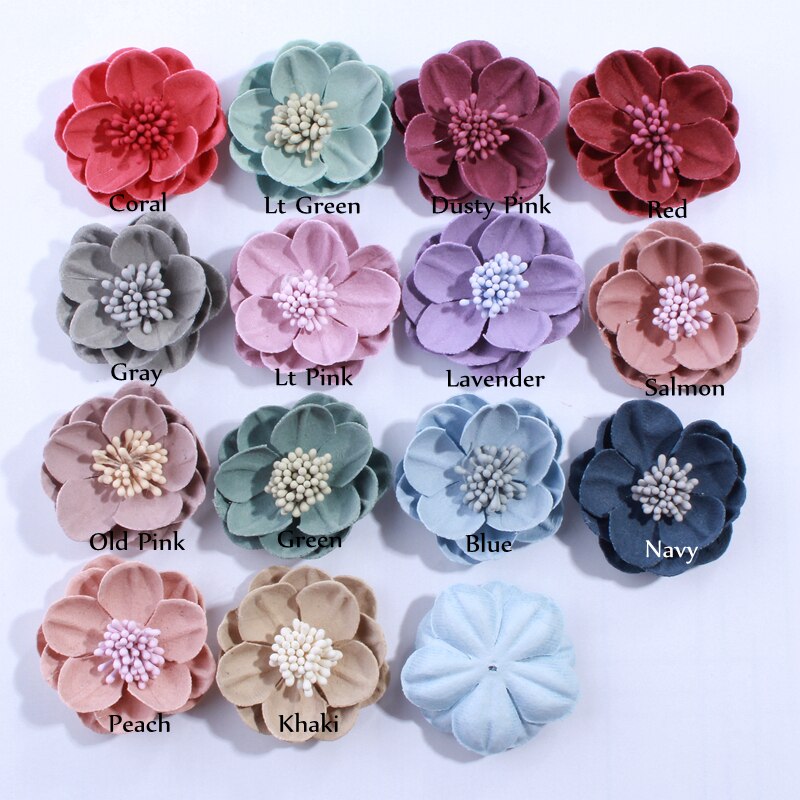 10 pièces 5 CM solide artificielle feutre fleurs pour cheveux accessoires avec étamine bandeau vêtements accessoires U choisir les couleurs