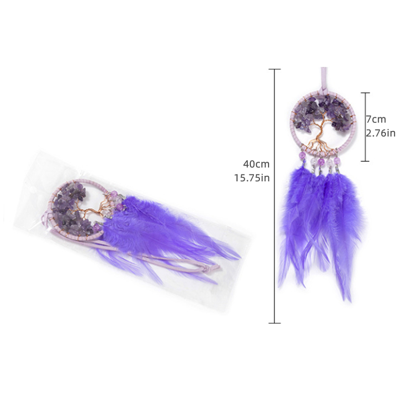 Cristalli Acchiappasole per auto Ornamenti appesi Pietre naturali artigianali Ghia Albero della vita Acchiappasogni Decorazioni per la casa nordica: Blu profondo