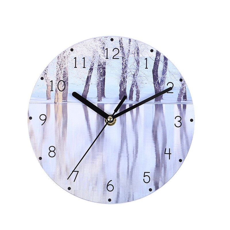 Wooden MDF Round Wall Clock European Wooden MDF Wall Clock Living Decorations Wall Clocks Large Decorative @C: B