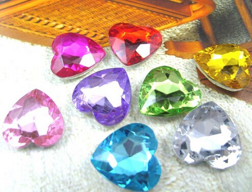 ~! 100pcs/Bag 25mm Heart Shape Point Back Round Acrylic Beads / Stones ,3D Nail Art / Jewelry / Garment Decoration