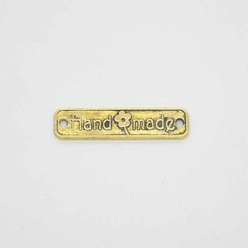 50/100 st vintage handgjorda etiketter metall brev tryckt etikett diy kläder sömnad tyg tyg levererar tillbehör: Guld -50 st