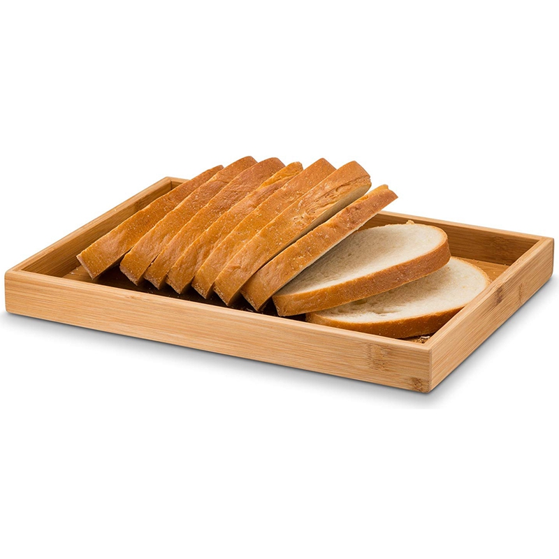 Guía de corte de rebanadora de pan de bambú-cortador de pan de madera para pan casero, pasteles de pan, bolsas plegables y compactas con migas