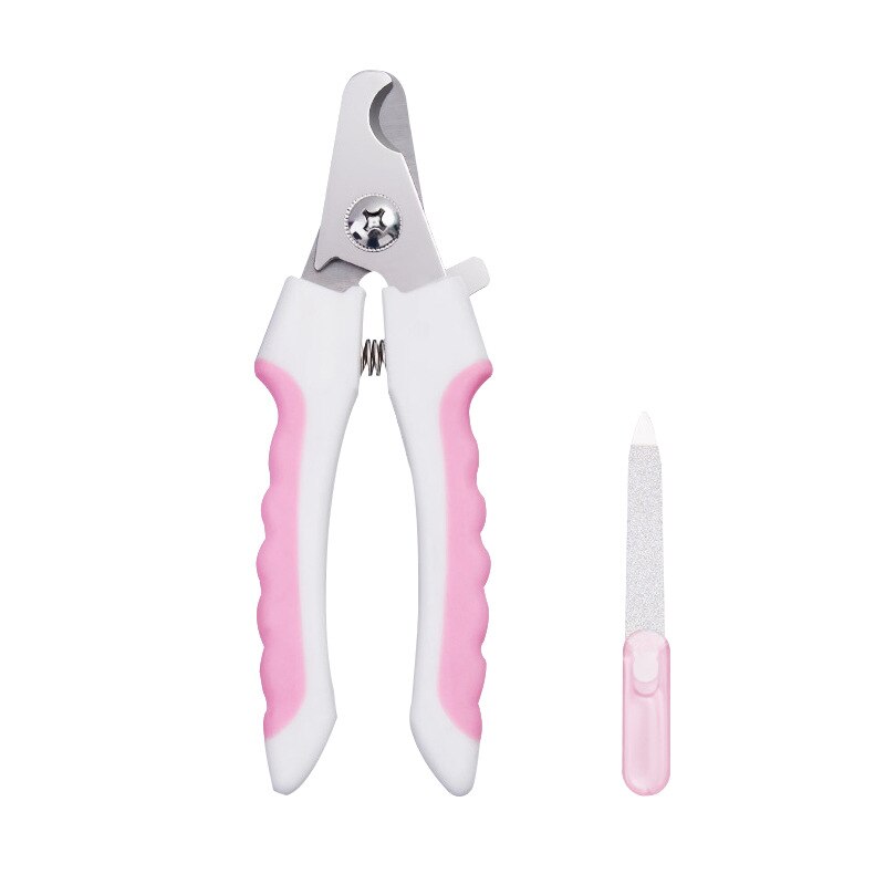 Pet Cat Dog Nail Clipper Cutter Stainless Steel Grooming Scissors Clippers Claw Nail Scissors with Lock: Pink A / L