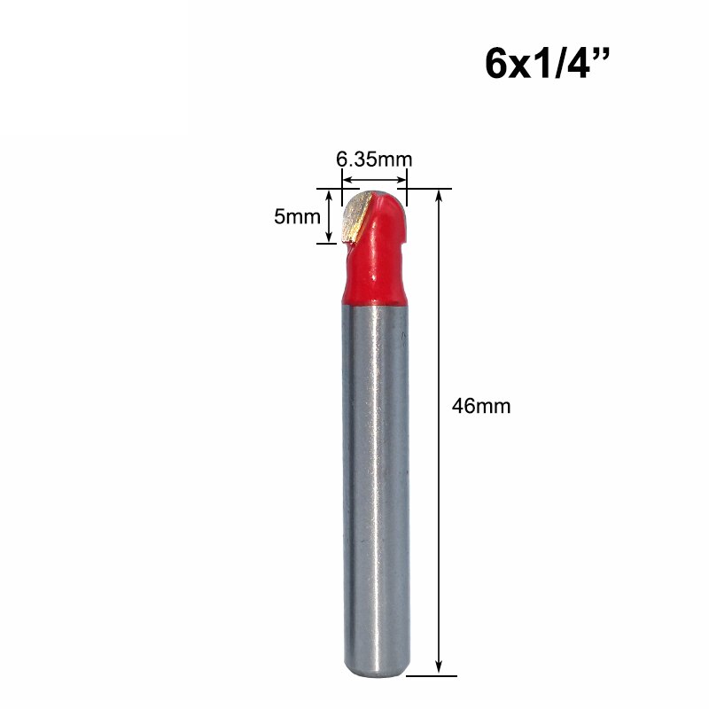 1pc 6mm skaft fræsning træskæring træ kugle næse fræser bit rund fræsning træ cnc radius kerne kasse solid hårdmetal