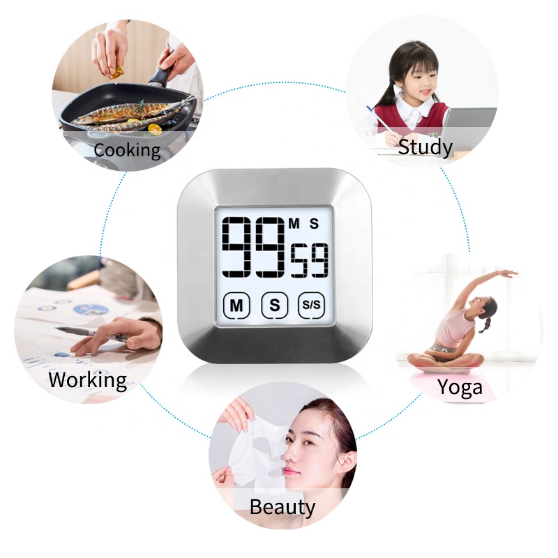 Kitchen Digital Timer Large Display Magnetic Countdown Timer Count Up for Cooking Study Alarm Remind Manual Electronic Gadget