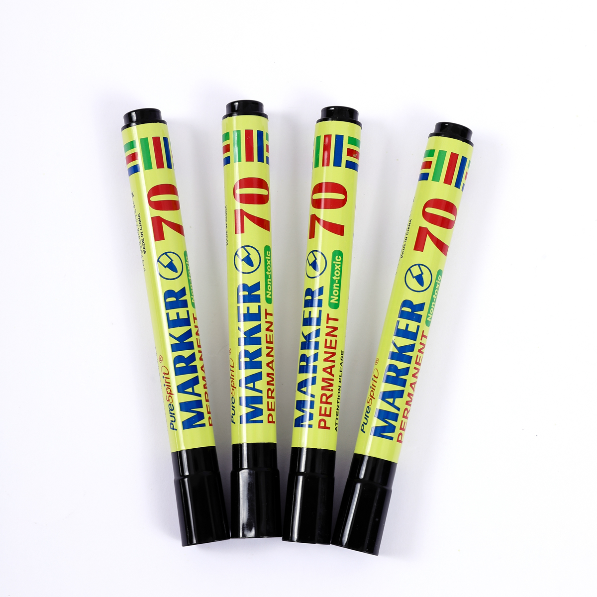 4pcs Large Capacity Waterproof Markers, Bold Tip, Non-Erasable For Plastic Surfaces