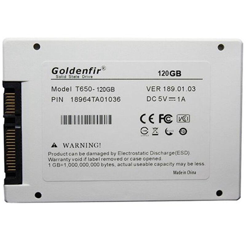 Goldenfir SSD 32GB 64GB 120GB 128GB 240GB 480GB SSD 2,5 Festplatte Festplatte Disc solid State Festplatten 2,5 "Interne SSD Festplatte: 120GB White