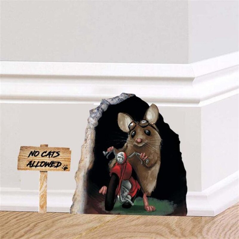 3D Cute Mouse Stereo Wall Sticker, Home Decoration, PVC Sticker Pattern Single-piece Package Modern