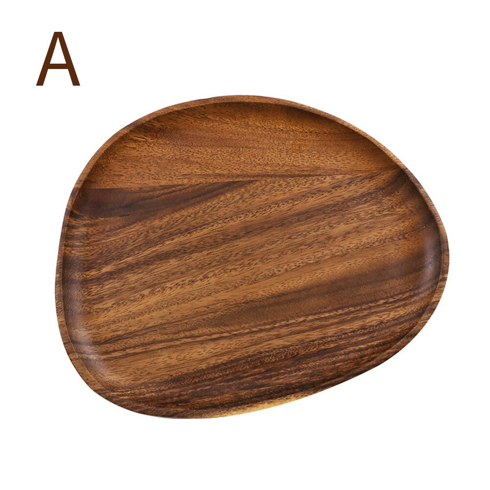 Irregular Solid Wood Plate Whole Acacia Wood Fruit Dishes Wooden Saucer Tea Tray Dessert Dinner Breakfast Plate Tableware Set: 26x20cm