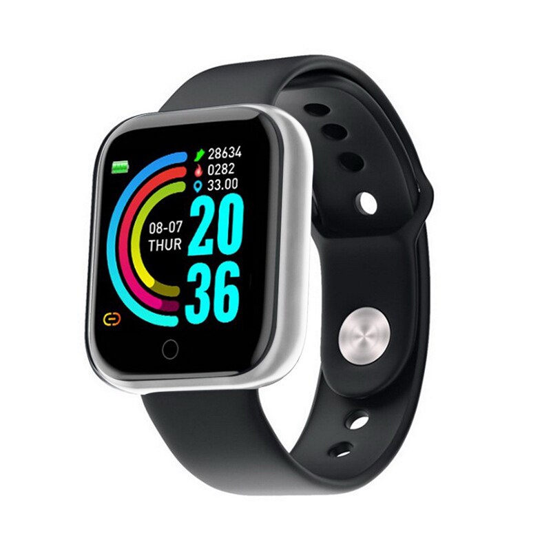 Reloj inteligente deportivo Y68 para hombre y mujer, pulsera electrónica a Color con Monitor, resistente al agua, ideal para: Y68 black-silver