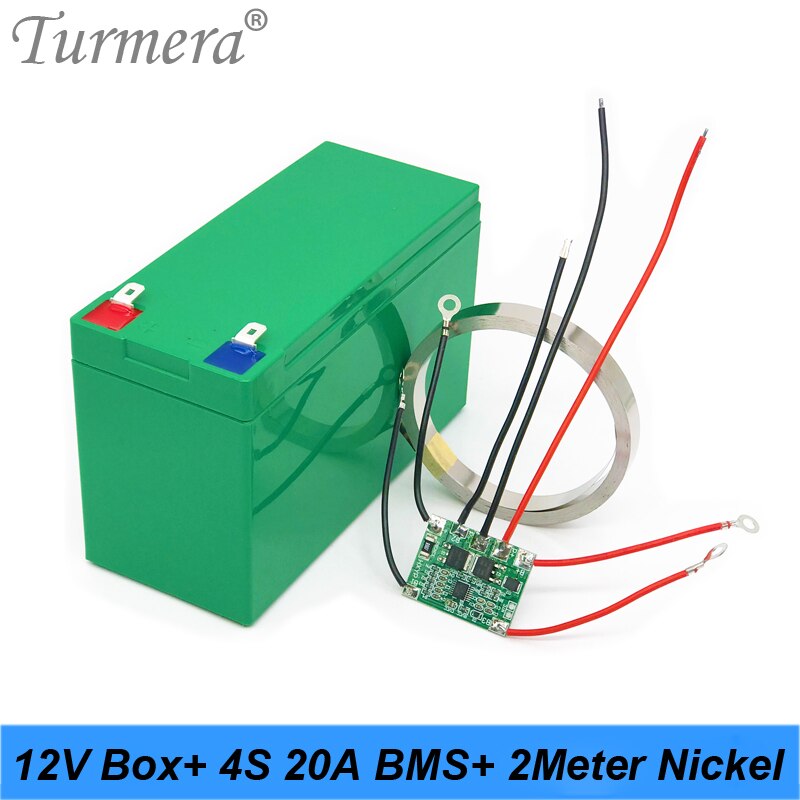 Turmera 32650 32700 Lifepo4 Battery Storage Box with 1x4 Bracket for 12V 7Ah Uninterrupted Power Supply and E-bike Battery Use A: Green-BMS-Nickel