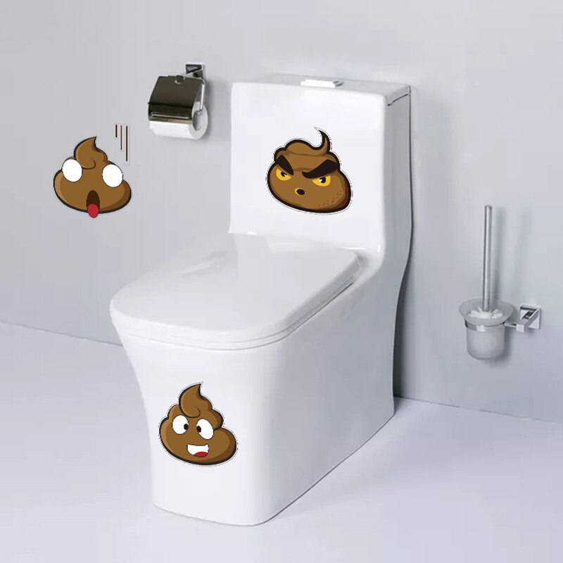 Cute Funny Poop Silhouette Toilet Stool Sticker For Bathroom Toilet Decor Removable Waterproof Wallpaper Wall Decals Home Decor