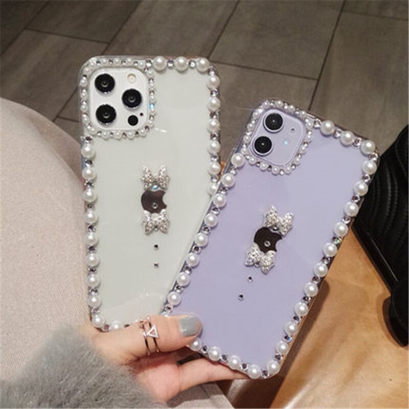 Luxus Bling Strass Edelstein perle diamant telefon fall für apple iPhone 13 6 7 8 X XS XR 11 pro Max 12 Mini Glitter abdeckung