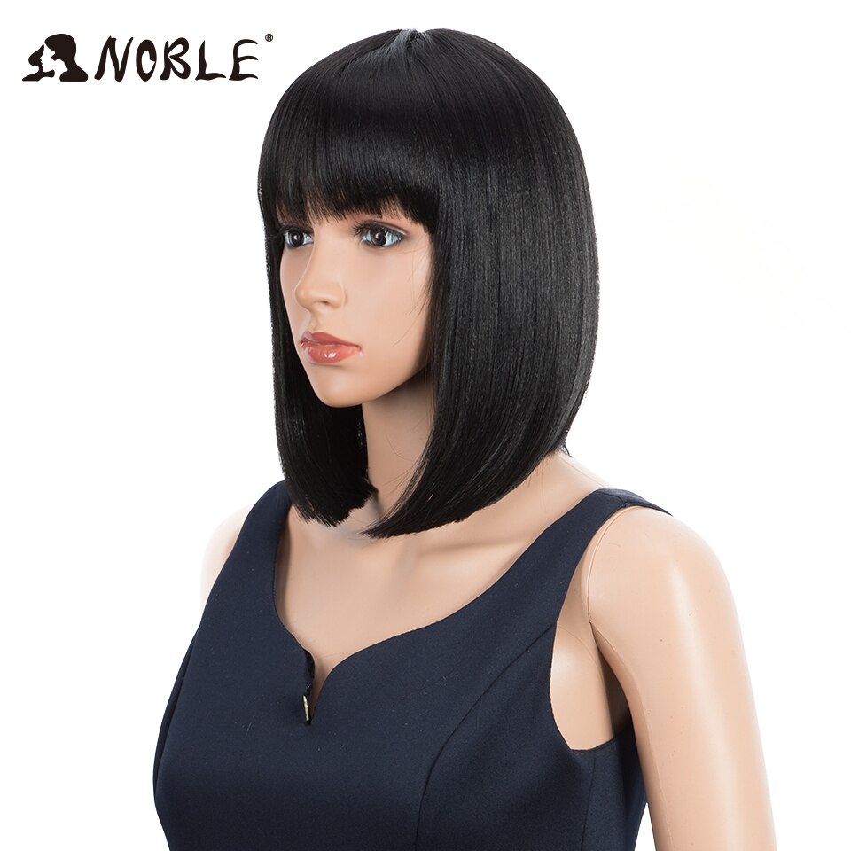 Noble Cosplay Synthetische Lace Front Pruik Korte Bob Straight 12 "Bob Pruik Met Pony Synthetische Pruik Blonde Pruiken Voor zwarte Vrouwen