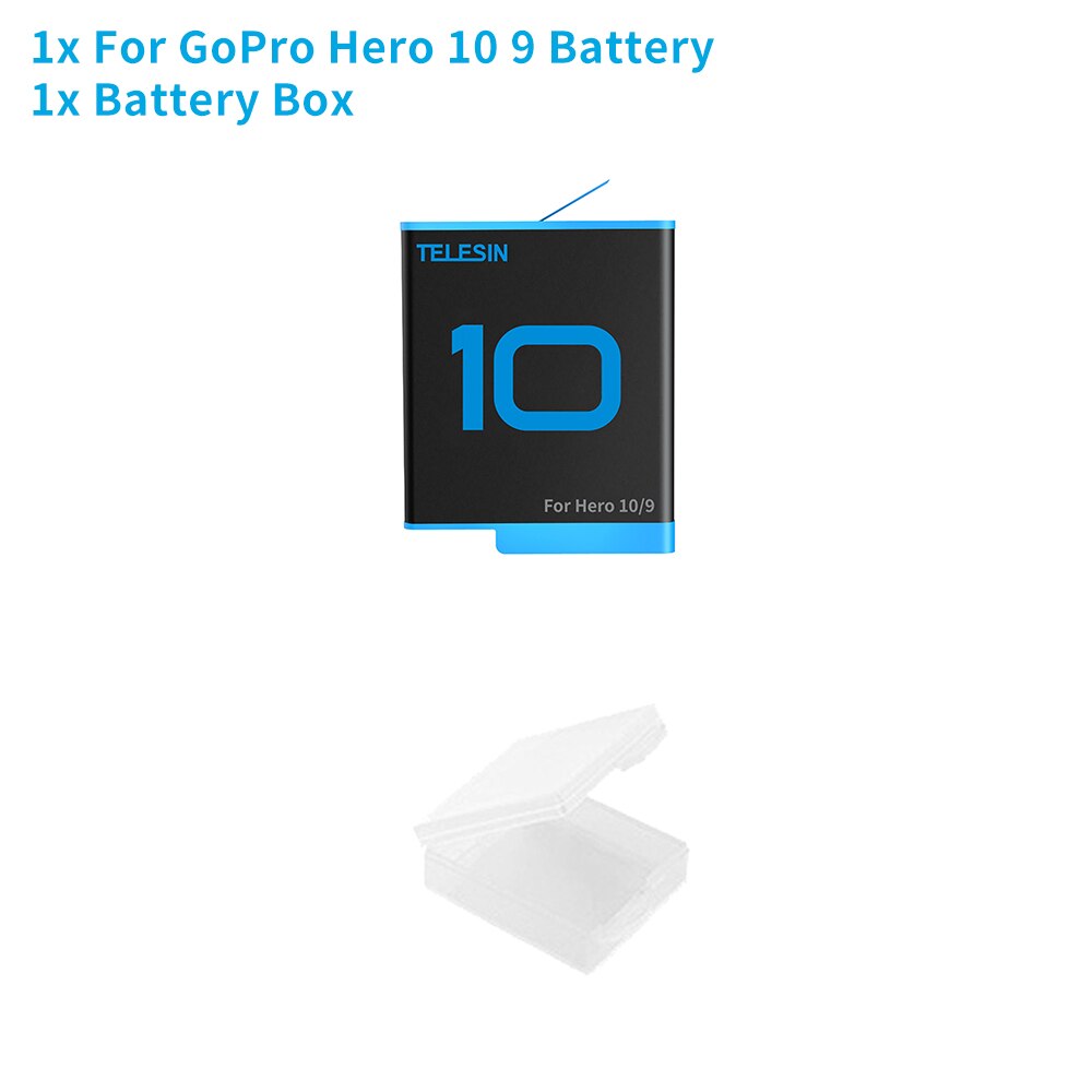 TELESIN For GoPro 10 9 Battery 1750mAh 1220mAh 3 Slots LED Light Charger Box TF Card Storage For GoPro Hero 5 6 7 8 9 10 Black: 1 B For 9 10