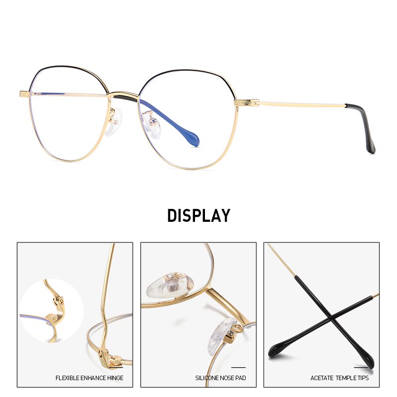 BANMAR-lunettes Anti lumière bleue, lunettes à blocage rondes, en alliage de Protection contre ordinateur, pour femmes et hommes rétro, monture