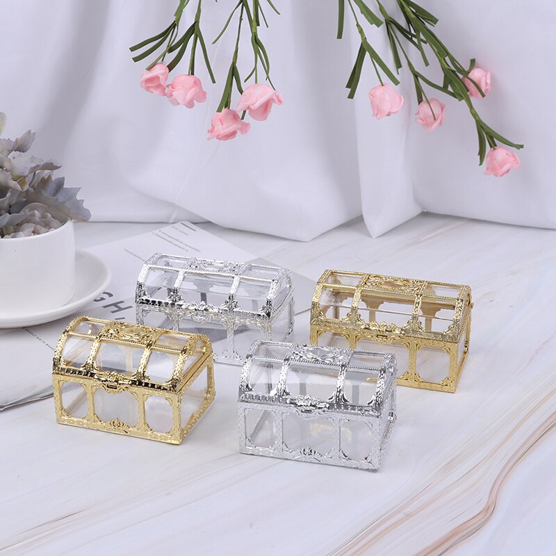 Boîte à bijoux, trésor du bibelot de l'organisateur Transparent Mini coffre de rangement pour la maison, objets de collection, maquillage de bureau en bonbons boîte à bijoux Pirate