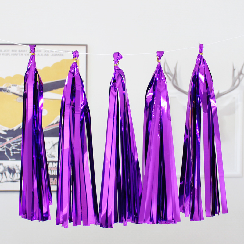 Ballons en ruban à paillettes et pampilles, 5 pièces, guirlande de décoration pour fête d'anniversaire, mariage, banquet, scène, fournitures de décoration: Purple