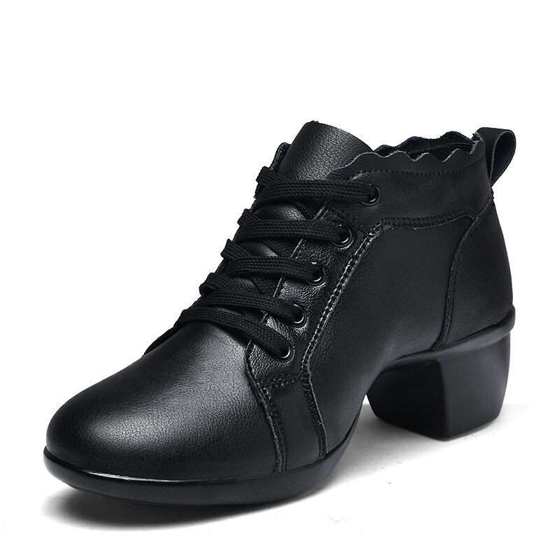 Women's Lady's Girl's Indoor Oxford Leather Sole Chunky Heel Sneaker Ballroom Modern Latin Dance Shoes 5cm Heel High Zapatos