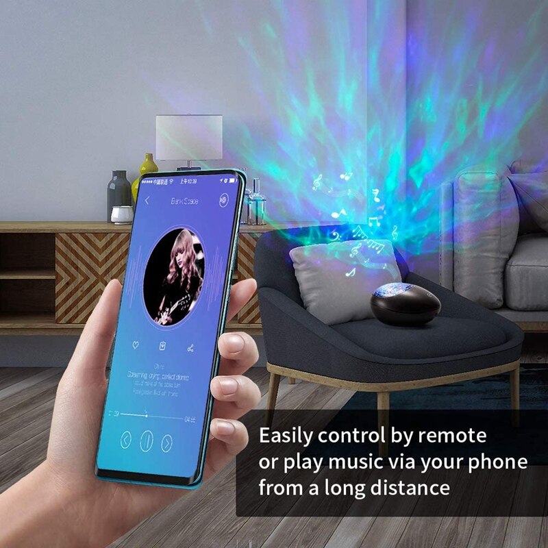 Star Projector, Galaxy Projector Ocean Wave Ceiling Night Light, Changing Music Player Skylight Projector, Black