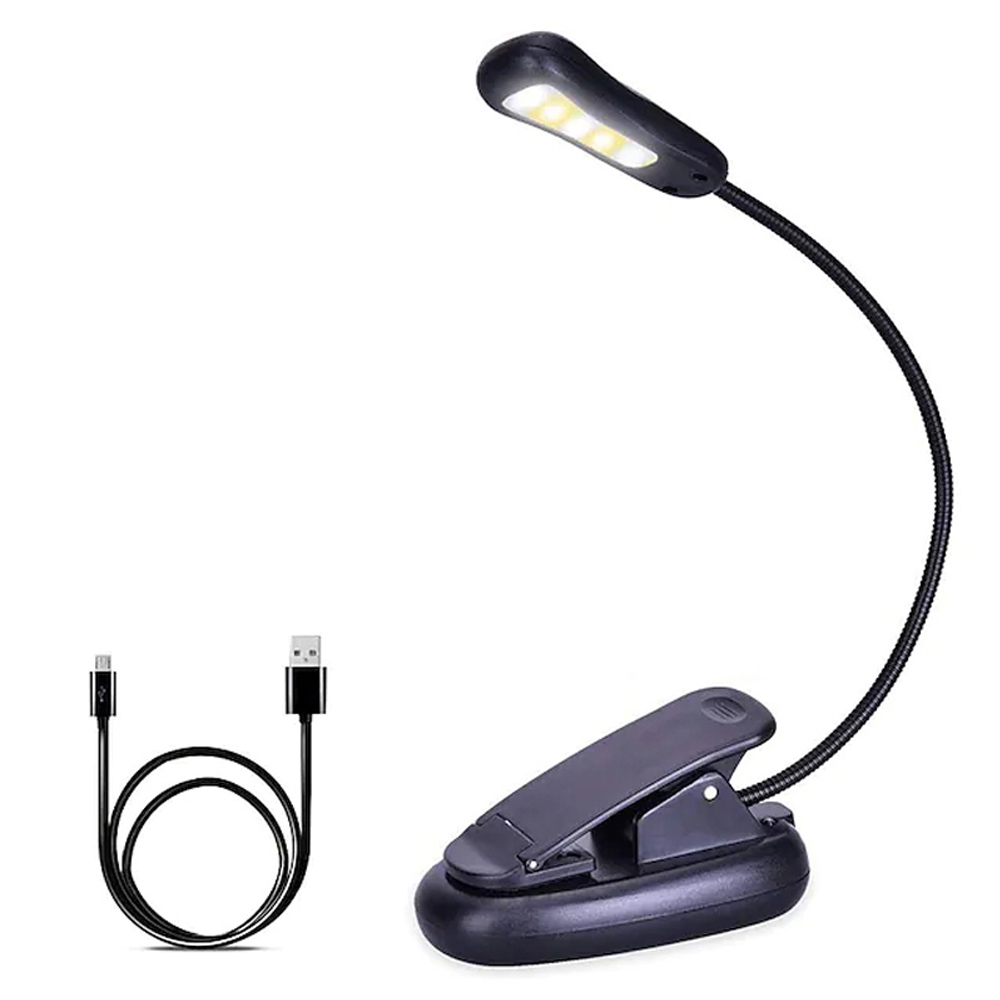 Rechargeable Book Light 10 LED Music Stand Lights Dimmable 3 Brightness×3 Color Light up 2 Full Pages Eye-Cared Clip on Light: RGB