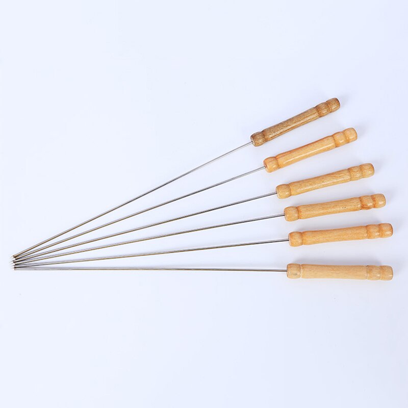 50cm V-Typ Langer Holzgriff Grill Spieße Shish Kebab Grill Stick Holz Grill Gabel Elstahl Grill Grill Nal Werkzeuge 6 Stücke