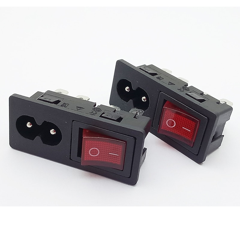 4pcs Power Rocker Switch & Socket Connector, Switch with 3 Pin or 4 Pin, Panel Mount Power Adapters