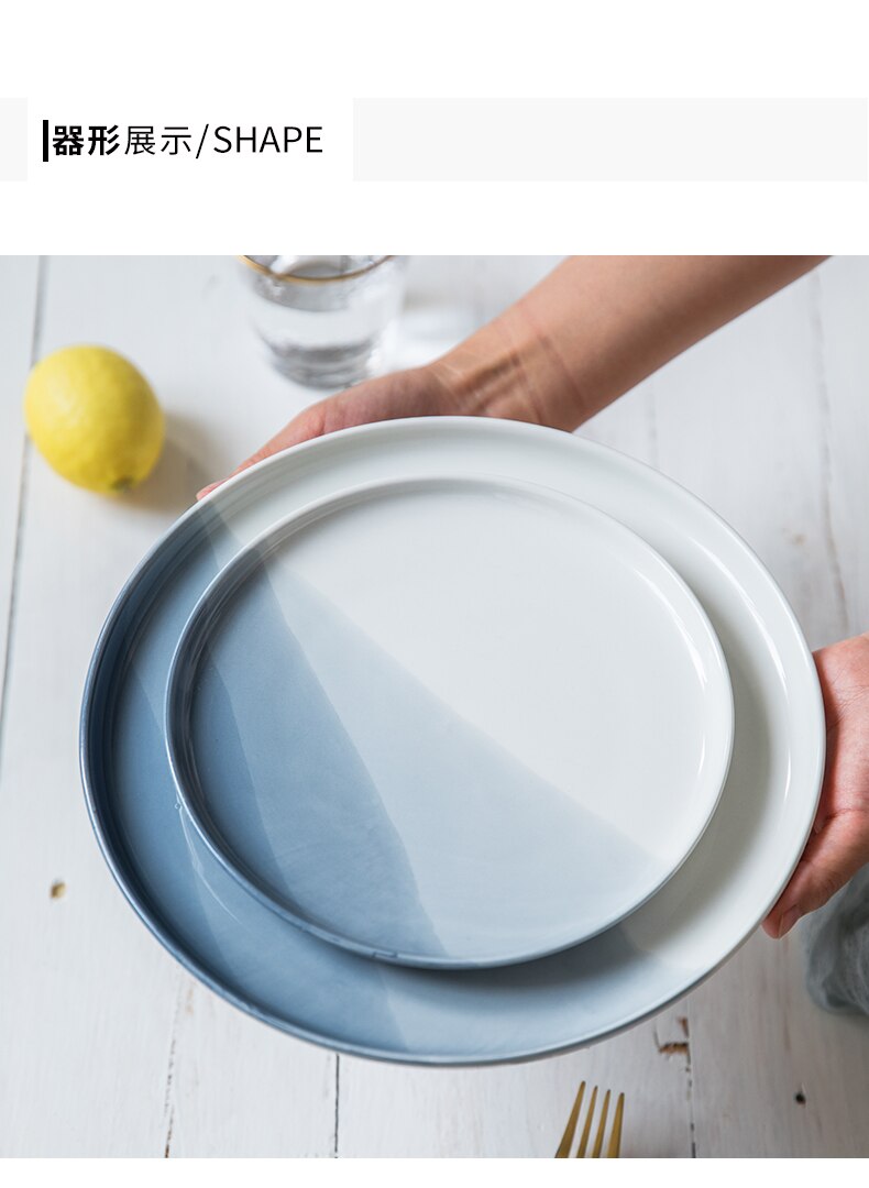 Porcelana płytkie Talerze okrągłe naczynia Talerze na owoce sałatka makaron deser świąteczne Talerze Obiadowe płytkie Talerze BG50DP