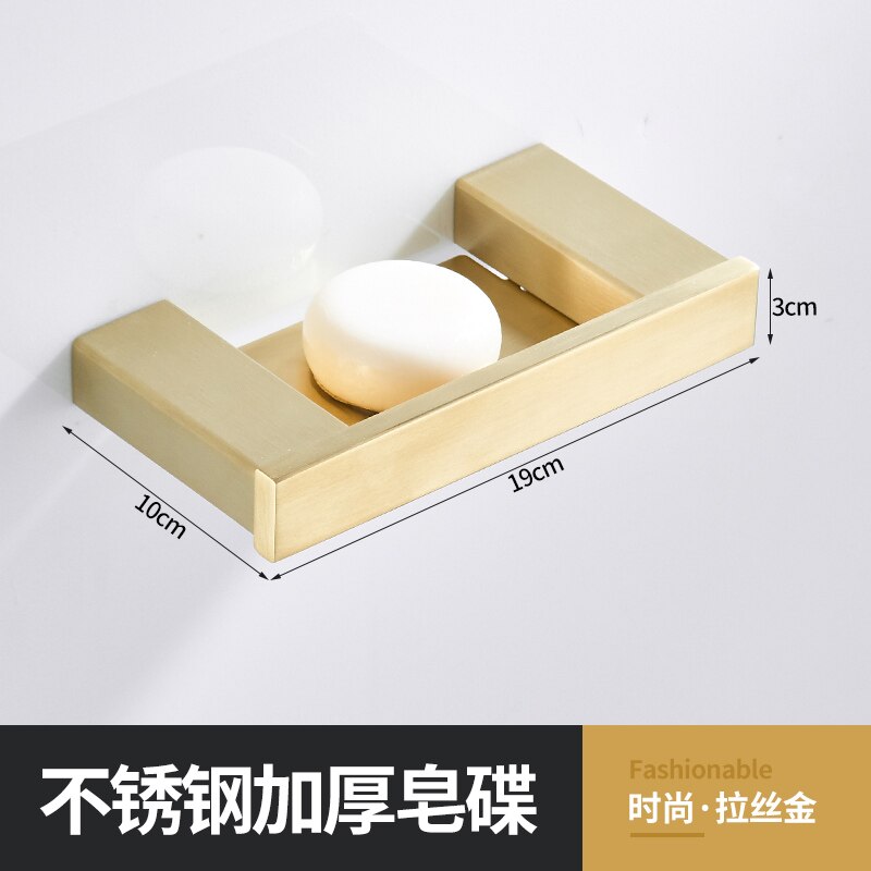 Double porte-serviettes mural en acier inoxydable, accessoires de salle de bains carrés en or brossé, porte-papier hygiénique moderne pour brosse de toilette: Soap Dish