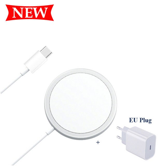 15W Originele Magnetische Draadloze Oplader Voor Iphone 12 Pro Max 12pro Qi Fast Charger Voor Iphone 12 Mini Usb C Pd Adapter Magsafing: EU Plug