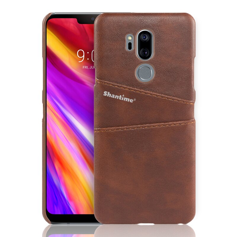 Luxury Pu Leather Wallet Case For LG G7 ThinQ Phone Bag Case For LG G7 ThinQ Business Card Slots Case: Brown