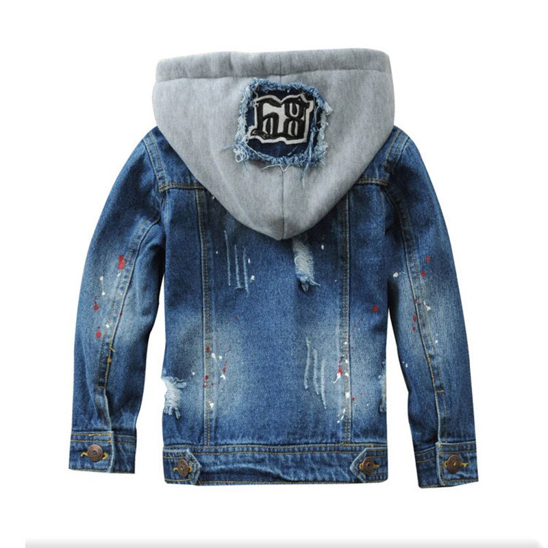 Children&#39;s Denim Jacket With Hood Brand Kids Jean Coat For Teen Boys 2-14 Years Outerwear