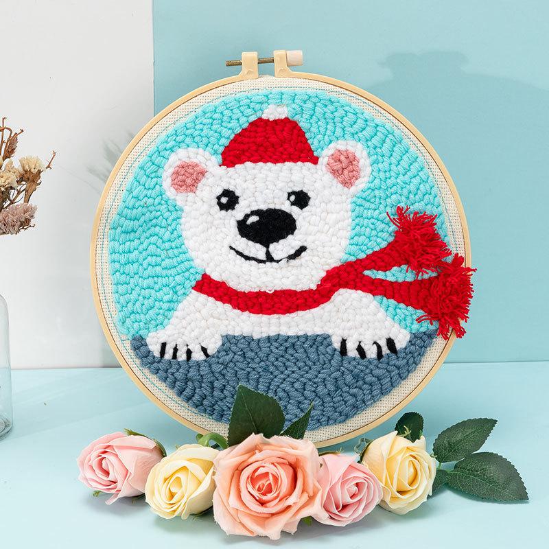 2020 nowy haft ręczny DIY pakiet materiałów wełniane naszycia obrazy do dekoracji mieszkania prosty krzyż wyszywany obrazek: Polar bear