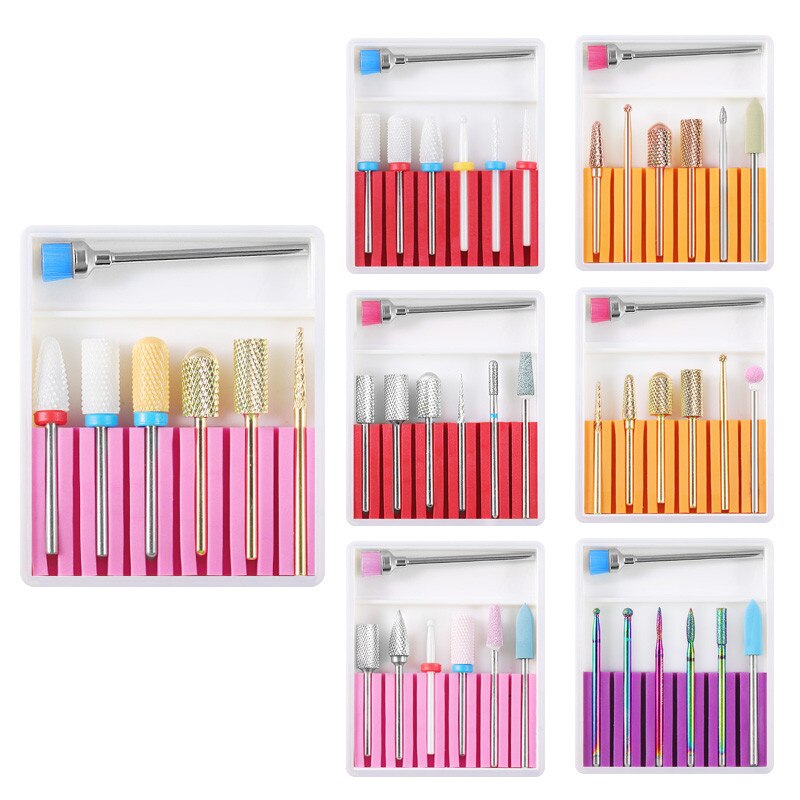 7Pcs/Set Tungsten Steel Nail Drill Bit Drill Ceramic Nails Things Punte Fresa Unghie Head Sanding for Nail Art