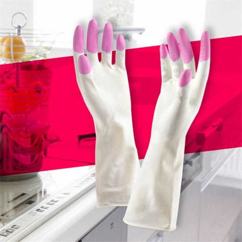 Guantes de látex de manga larga para cocina, manoplas para lavar platos, limpieza del hogar