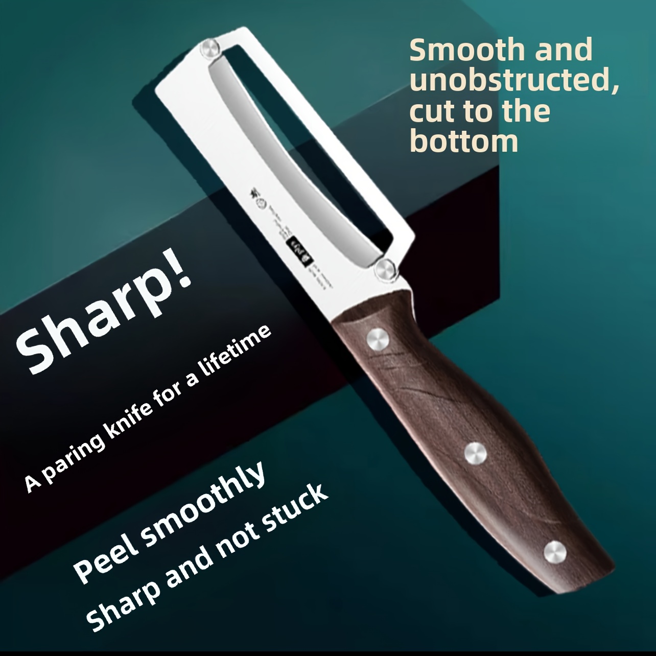 Schäler aus Edelstahl mit Holzgriff zum Schälen und Schneiden von Obst und Gemüse | Langlebiger und reibungsloser Betrieb
