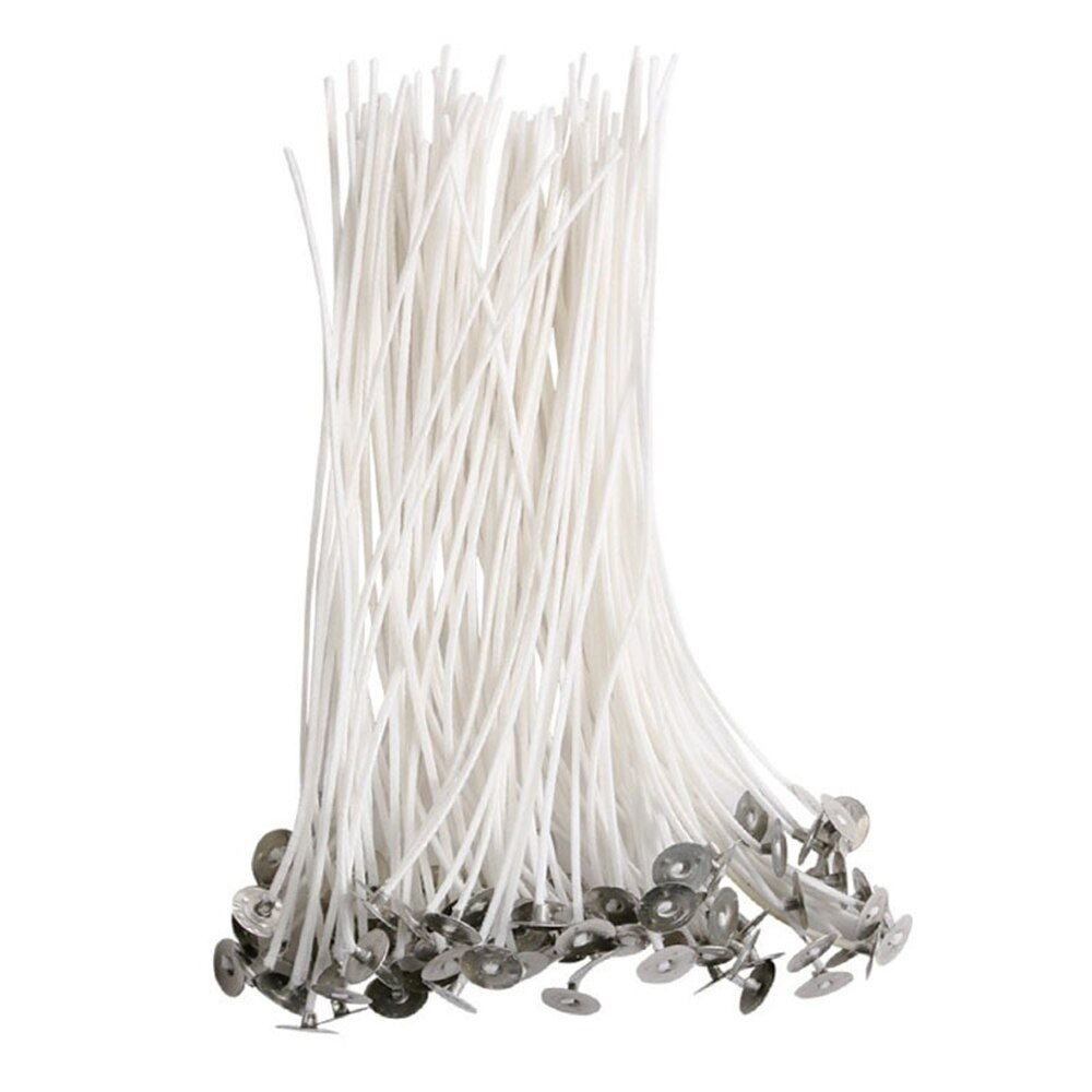 100 PCS Candle Wicks With Sustainer DIY Homemade Candle Making Supply Pre Waxed Wick Natural Cotton Core 15cm For Candle Making